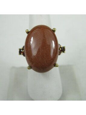 Karis Vintage Goldstone Ring Size 8 Gold Tone Cocktail